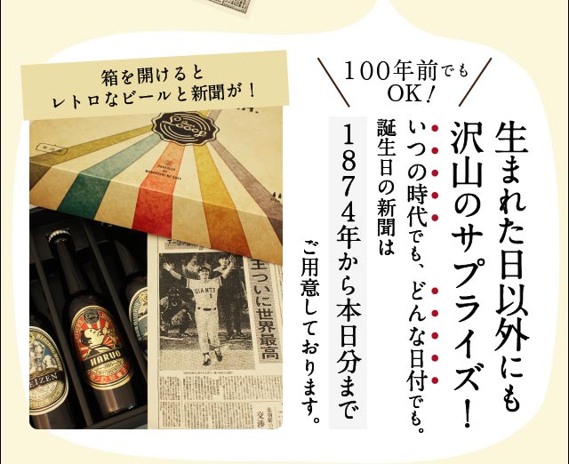 お好きな日の誕生日の新聞をお付けします
